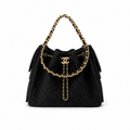 Chanel Classic Quilted Handbag | CC Turn-Lock Rigid Top Handle Chain Strap — 30x26cm