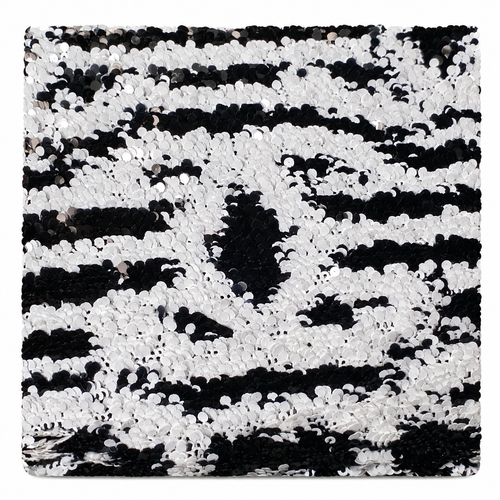 Chanel Black & White Zebra-Print Oversized Sequin Flap Bag | Square Gunmetal CC Turn-Lock & Black Leather Chain