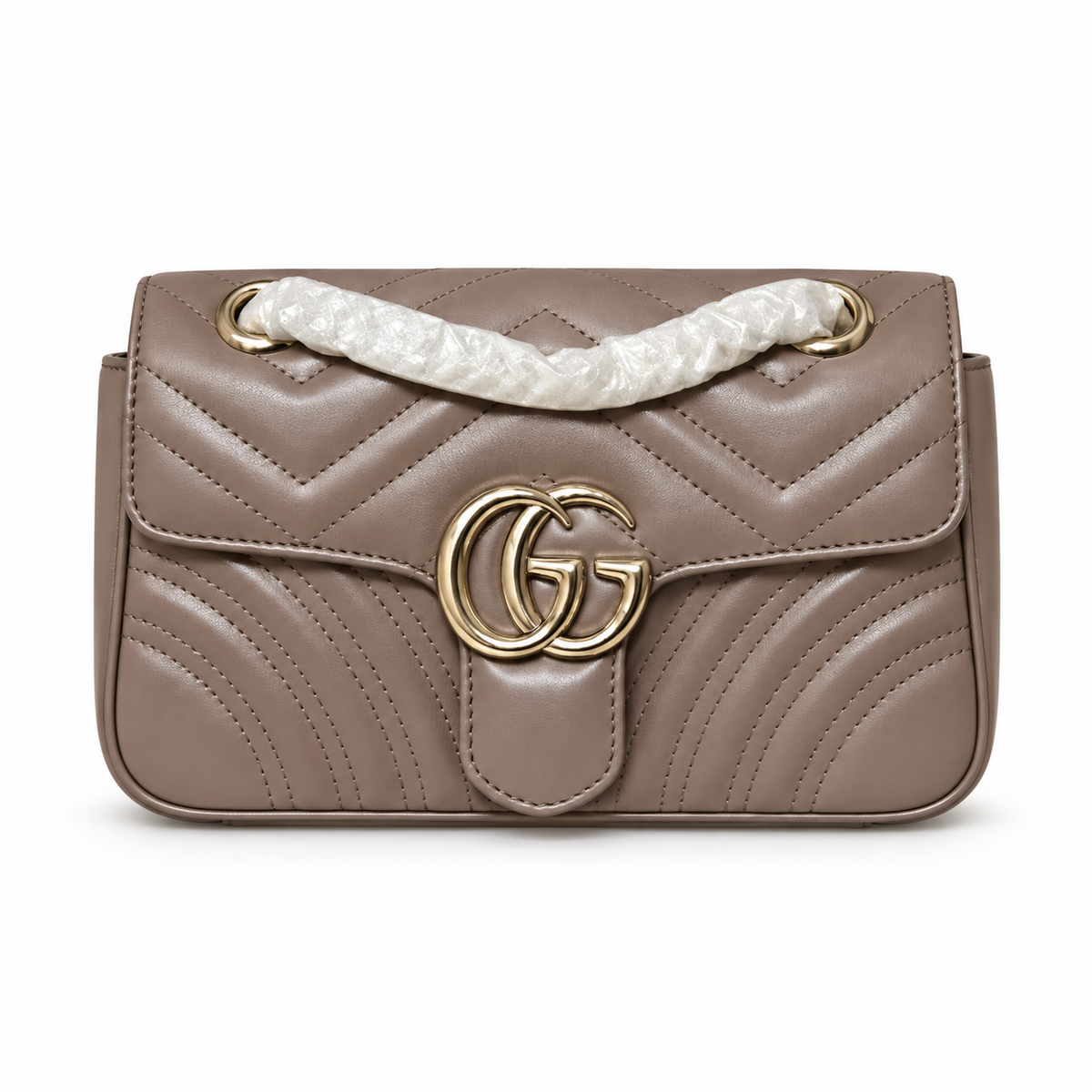 Gucci GG Marmont Mini Flap Bag in Dusty Taupe Matelassé