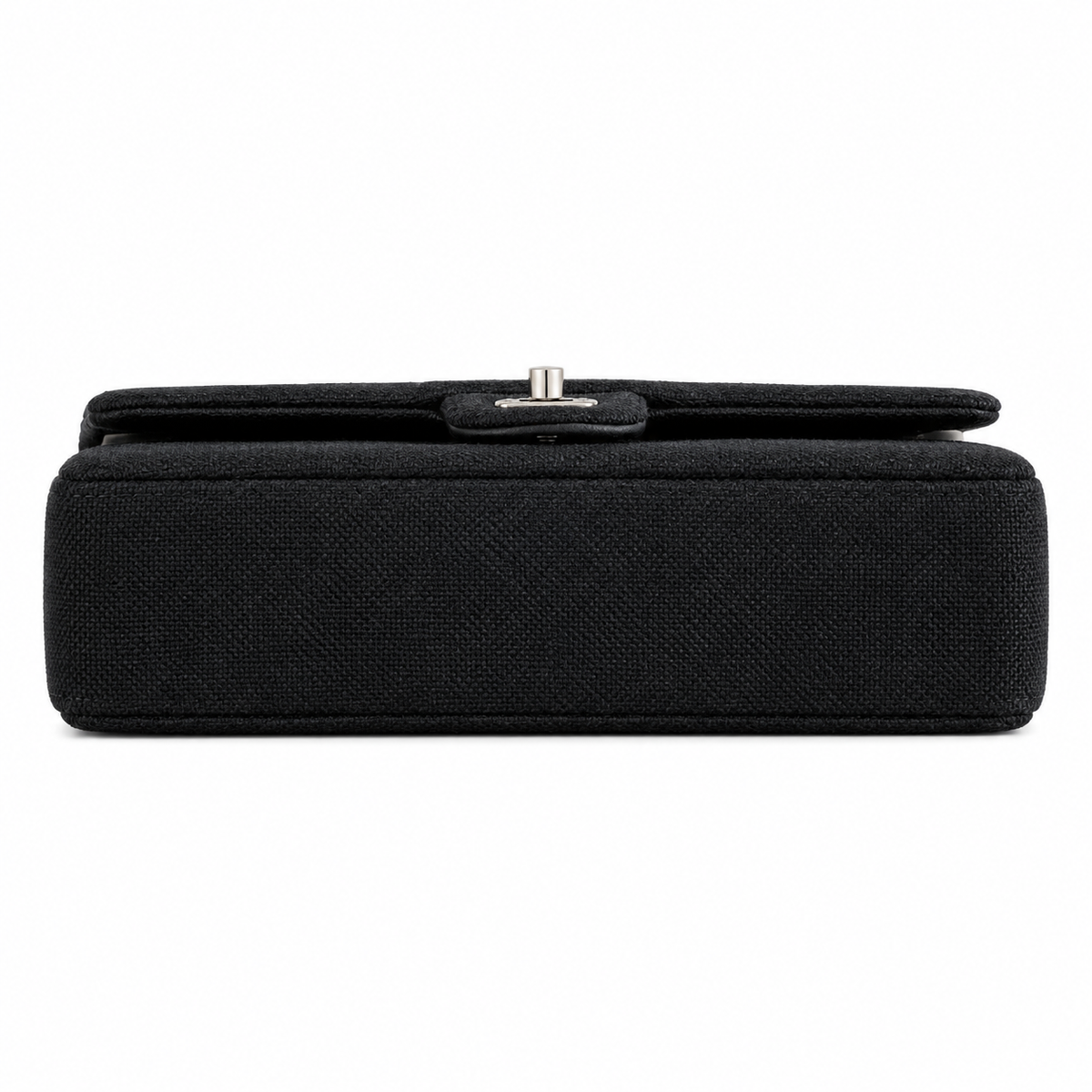 Chanel Classic Double Flap Tweed Black Camellia Charm Silver 25cm