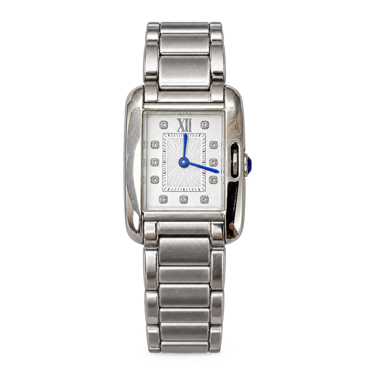 Cartier Tank Anglaise stainless steel ladies watch with diamond hour markers