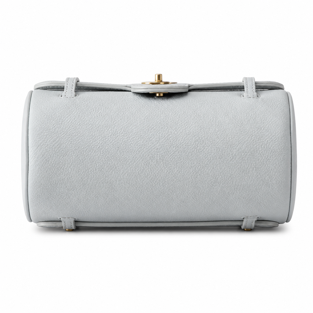 Chanel Powder Blue Caviar Cylindrical Shoulder Bag | Twin Flat Strap — 20cm