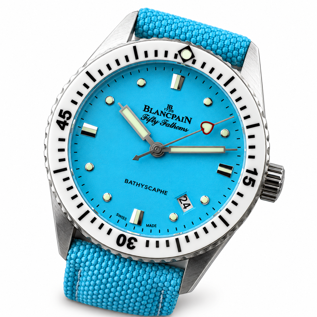 Blancpain Fifty Fathoms Bathyscaphe Turquoise Dial Dive Watch
