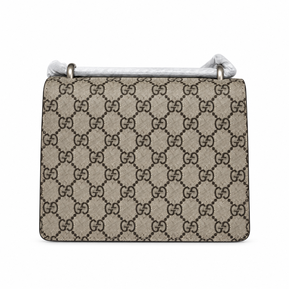 Gucci Dionysus Small Bag in GG Supreme Canvas with Taupe Leather Trim