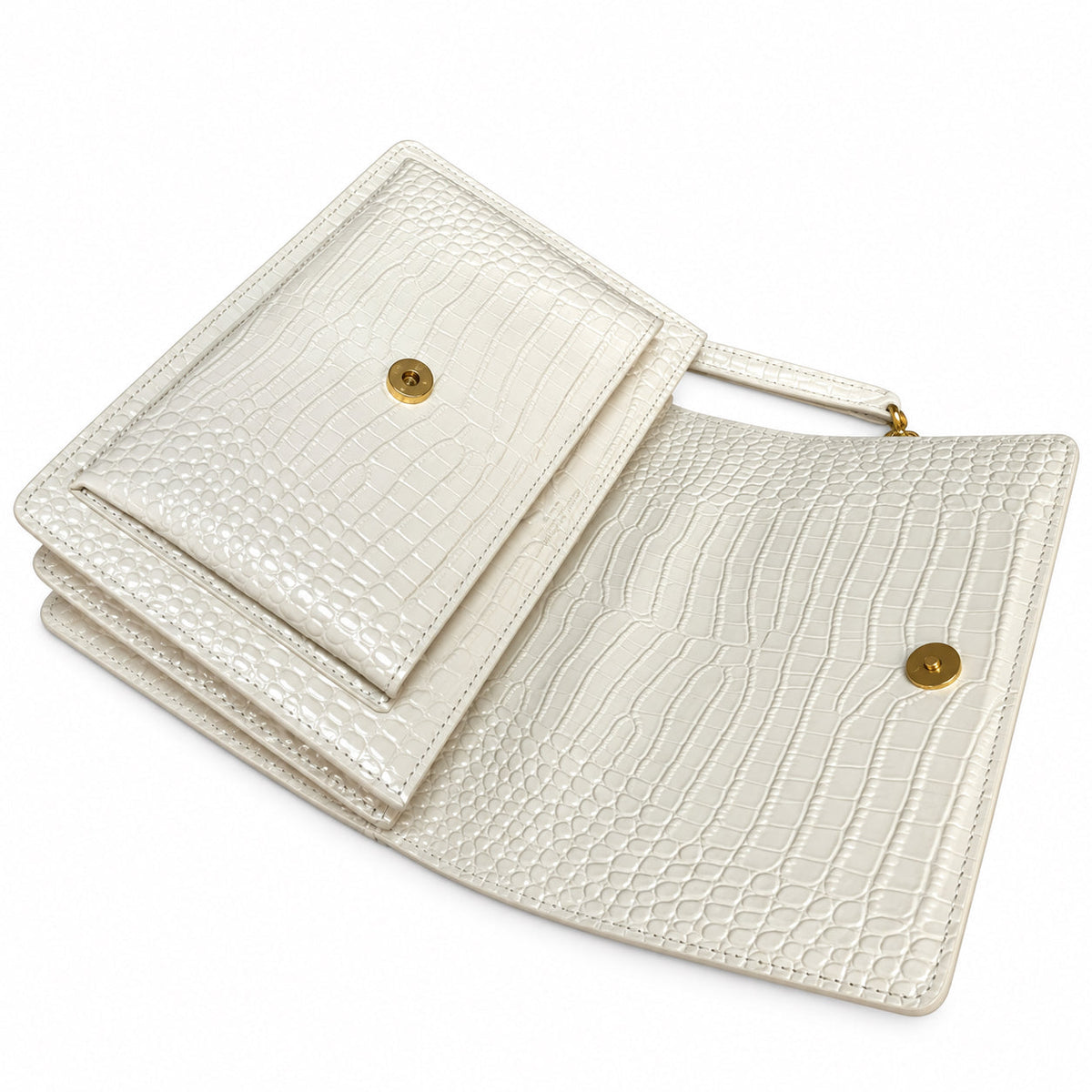 YSL Sunset Medium Bag Cream Croc