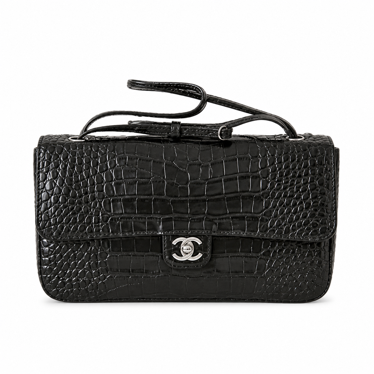 Chanel Business Affinity Bag Forest Green Crocodile-Embossed Leather | Ruthenium CC & Burgundy Interior — 32cm