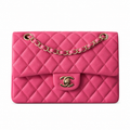 Chanel CC Quilted Lambskin Flap Bag | Hot Pink & Gold Lock — 23cm