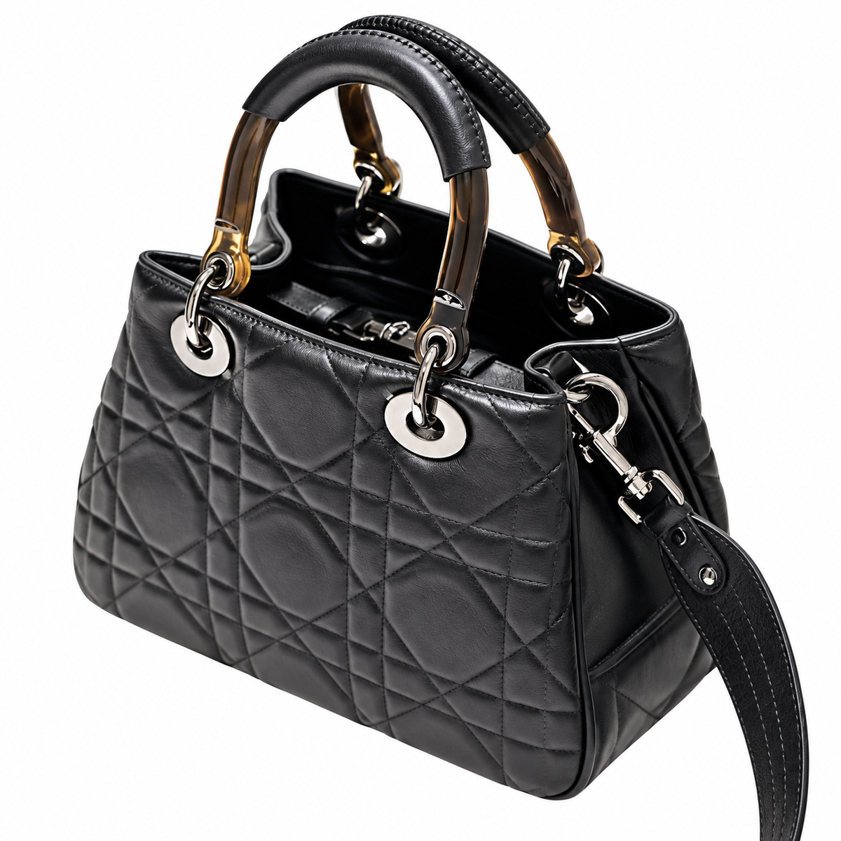 Dior Cannage Quilted Structured Flap Bag 24cm