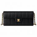 Chanel Square Quilted Lambskin East West Flap Bag Black 26cm
