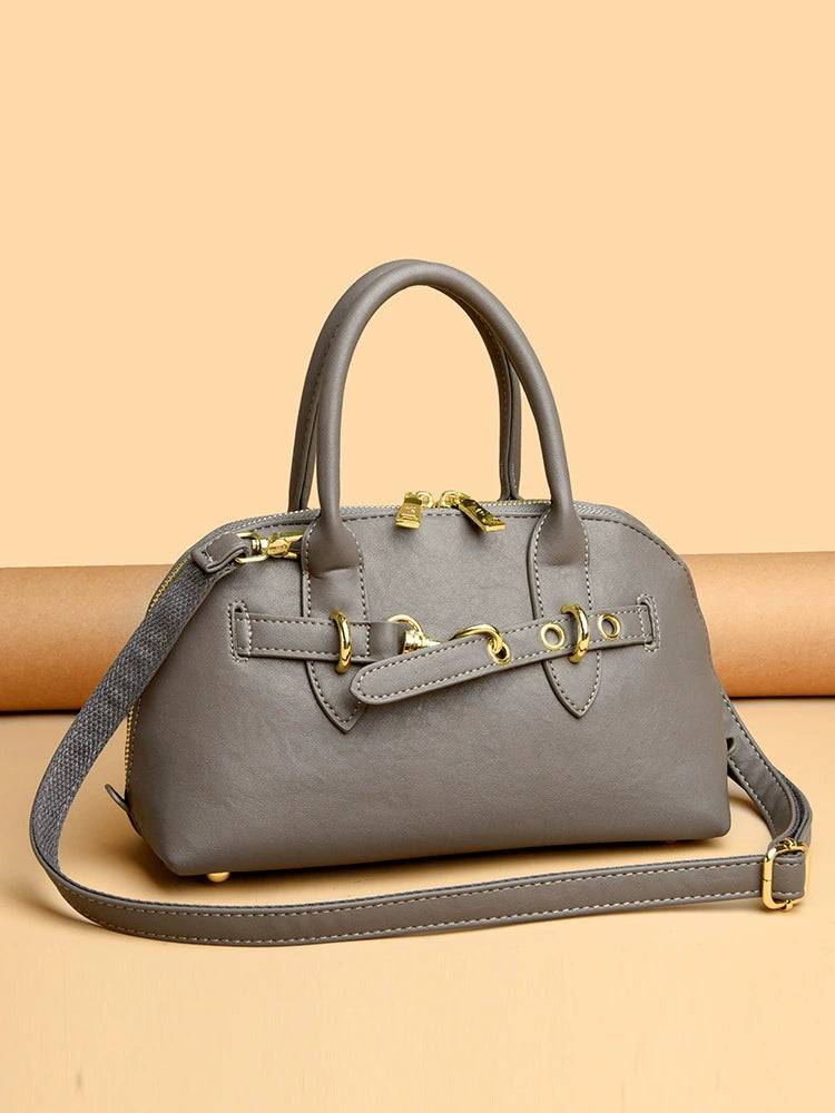 Women's Bamboo Handle Bag – Elegant Natural Tote Shoulder Purse 27×15×9cm