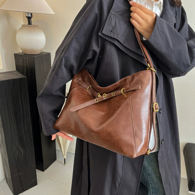 Women's Luxury Bucket Bag – Elegant Drawstring Shoulder Purse 27×15×9cm