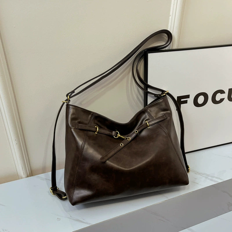 Women's Luxury Bucket Bag – Elegant Drawstring Shoulder Purse 27×15×9cm