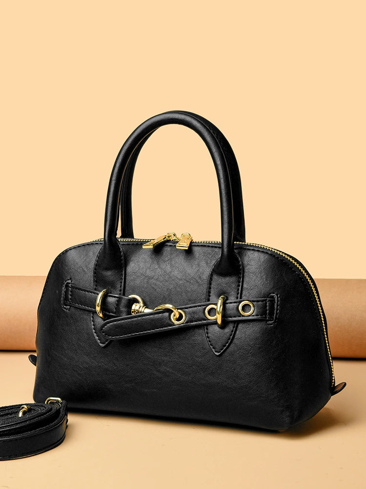 Women's Bamboo Handle Bag – Elegant Natural Tote Shoulder Purse 27×15×9cm